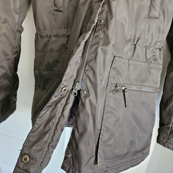 Club Monaco XS Olive Coat Detachable Hood Detachable Fur - Picture 6 of 9